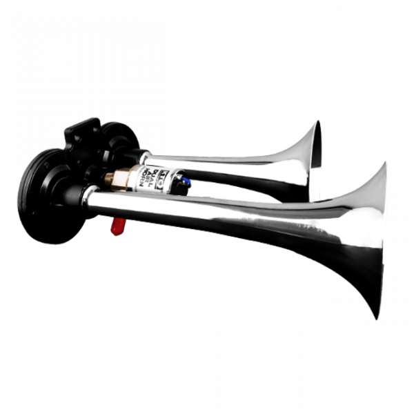 Dual Trumpet Truck Air Horn 140db | Chrome | 12v 24v Solenoid